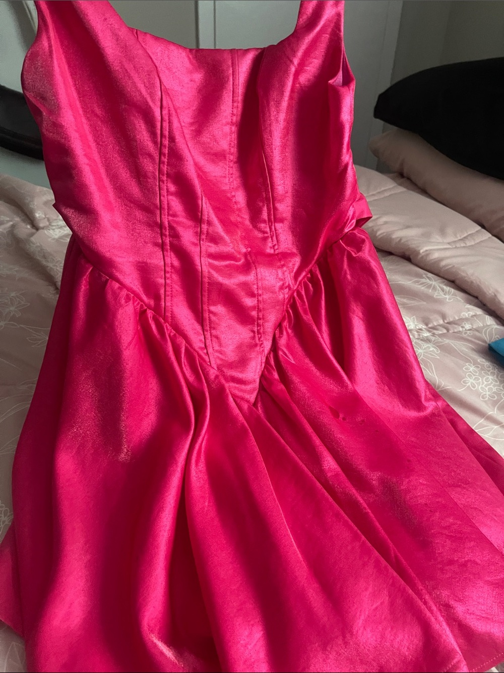 House of CB Hot Pink Satin Strap Mini Dress - Picture 2 of 3